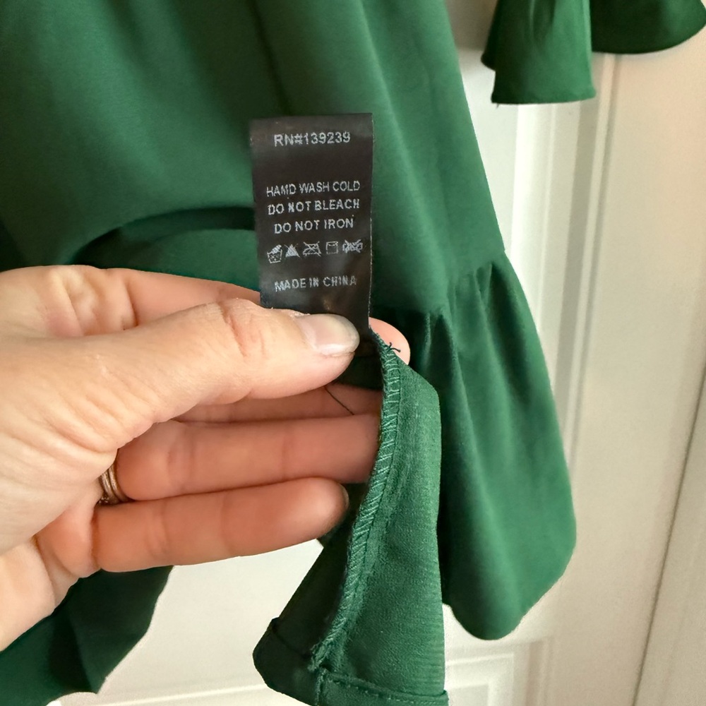 Pomander Place hunter green Kenzo smocked mini dress, size M - Picture 7 of 7